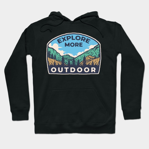 Explore Mountains - Outdoor Adventure Hoodie by Fledermaus Studio